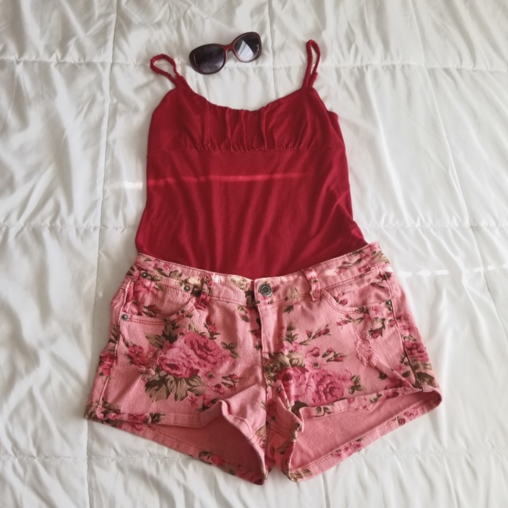 Mossimo Floral Distressed Jean Shorts